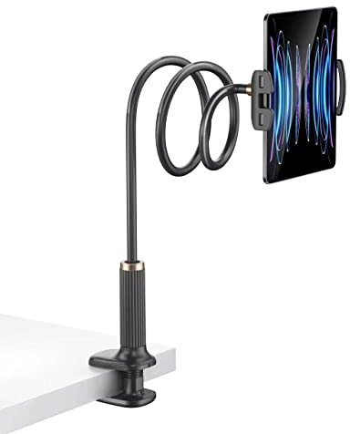 Huayifa Tablet Halter, Schwanenhals Tablet Halterung - Flexibler Verstellbarer Arm im Bett für Ipad/Handy/Switch/Samsung Galaxy Tabs/usw, 98cm Gesamtlänge (Schwarz)