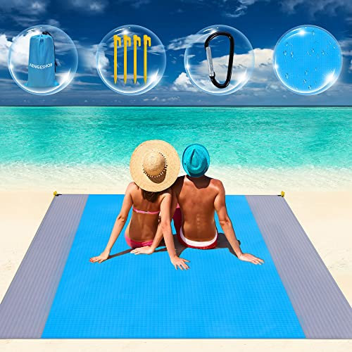 NINGESHOP Coperta da Spiaggia, Coperte da picnic impermeabile, 200 x 210 cm Anti Sabbia Portatile Coperta da Picnic con 4 Picchetti Fixed per Picnic, Spiaggia, Campeggio e Altro
