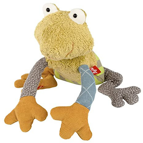 Sigikid 43236 Kuscheltier Frosch Patchwork Sweety, Yellow für Mädchen und Jungen von 0 bis 8 Jahren