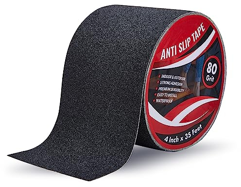 IONCAT Antirutsch Klebeband - 10 cm x 10,6 m - Rutschfestes Klebeband für Stufen im Außen- und Innenbereich - Treppen Antirutschstreifen Schutz für Senioren, Kinder und Haustiere - Wasserfest -Schwarz