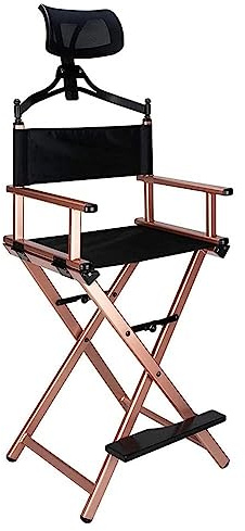 Silla de director Silla de artista de maquillaje con reposacabezas, Silla de director plegable, Silla portátil de aluminio, Silla de director plegable Silla de artista de maquillaje ( Color : Rose Gol