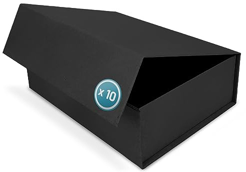 Verpackungswelt Geschenk-Box Mit Deckel | 31 x 22 x 10 cm (10er Pack) | Karton Mit Magnet-Verschluss | Perfekt für Geburtstag, Hochzeit, Weihnachten, Geburt | Verpackung Schwarz Matt