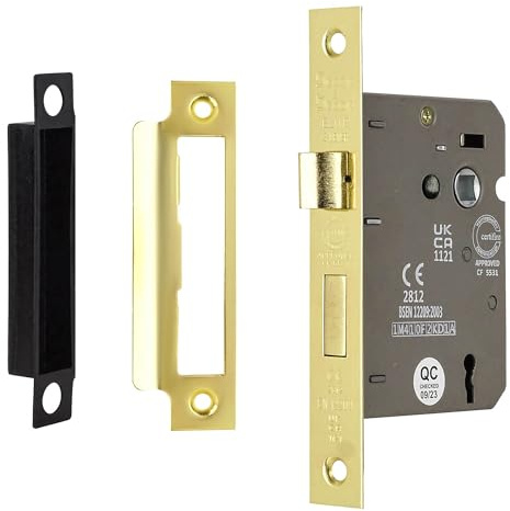 Decoranddecor Electro Brass Sash Mortice Internal Door Lock with Key 64mm | 44.5mm Backset Bedroom Door Locks, 3 Lever Sashlock, Indoor Locks with Keys, Mortise Lock, Steel Lock Set, Wooden Doors