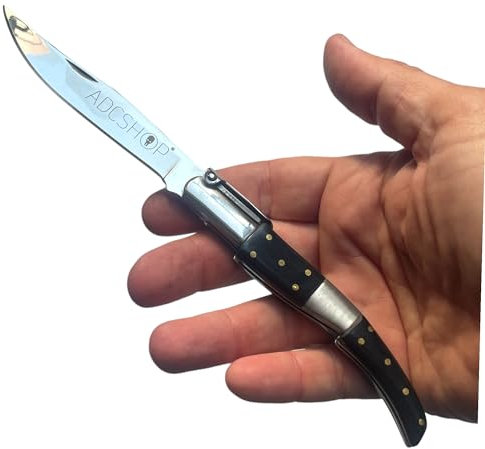 ADCSHOP Coltello arabo in legno nero - 21,80 cm - lama in acciaio 3Cr13Mov da 9,90 cm - manico in legno di stamina nera a 11,90 cm - peso 86,00 g - Portabilità e utilizzo quotidiano