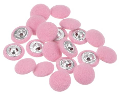 QUARKZMAN 20 Stück Stoffbezogene Knöpfe 15mm Runde Plüsch Bezogene Metall Knopf Stoff bedeckt mit Metallschaft Nähknöpfe Bastelknöpfe zum Nähen Basteln für Anzüge Strickjacke, Hellrosa