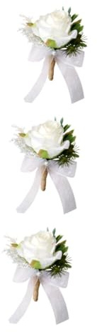 PRETYZOOM 3stücke Hochzeits-brosche Aus Kunstblumen Weiß Und Grün Für Braut Und Bräutigam Eleganter Anstecker Für Hochzeiten Partys Und Spezielle Anlässe Stilvolles Accessoire Für