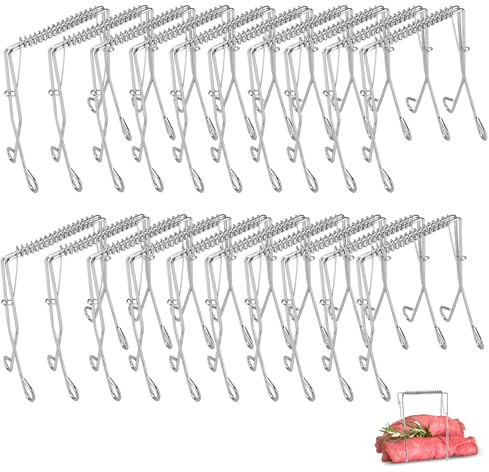 Auauraintt 20 Pinzas de Acero Inoxidable, Clips para Rollos Reutilizables, para una Fabricación Rápida y sin Complicaciones Rollitos de Carne, Rollitos de Verduras