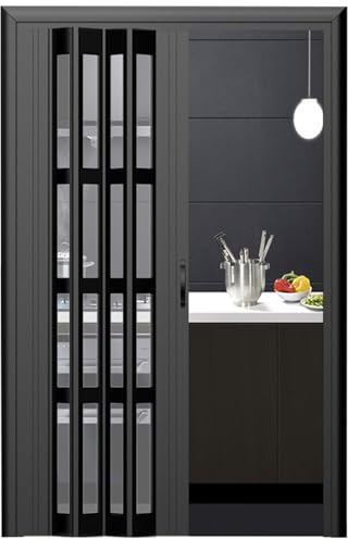 FalttüR Aluminium Schlafzimmer Raumteiler Akkordeon Türen, Einzel/Doppel Akkordeon Schiebetür Mit Griff, Clear Barn Schiebetür Für Bad Küche Büro Waschküche RV Camper Pantry ( Color : WxH , Size : 57x