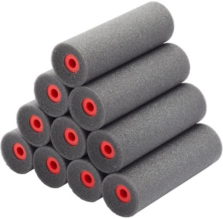 ProDec 10 Pack 4 inch High Density Foam Concave Foam Mini Paint Rollers for a Smooth Finish with Gloss and Satin Paints on Skirting Boards, Window Sills, Panel Doors, Cabinets, Metal and More, 4