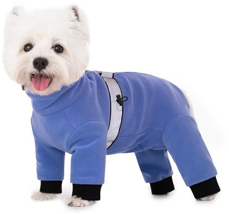 BT Bear Warme Mäntel für Hunde, verstellbare 4 Beine, warmer Fleece-Overall mit D-Ring, Hunde-Wintermantel für kleine und mittelgroße Hunde, Blau, Größe XXL