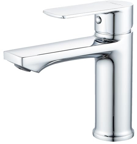 BELZ Rubinetto Lavandino Bagno Monocomando, Miscelatore Moderno per Lavabo, Rubinetto da Bagno Elegante, Facile Installazione (Cromo) (Cromo)