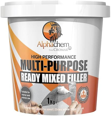 CROMAR – AlphaChem Multi-Purpose Ready Mixed Filler | 1kg Tub – White | Interior & Exterior Repairs