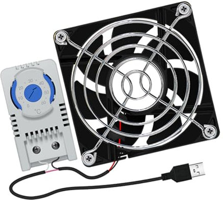 Ventilador USB de 80 mm, 5 V, sin escobillas, con cable USB, ajustable, para receptor, DVR, ordenador, cine en casa, armario
