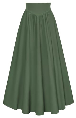 Scarlet Darkness Jupe victorienne traditionnelle pour femme, taille haute, laçage, longue jupe, gris/vert, S
