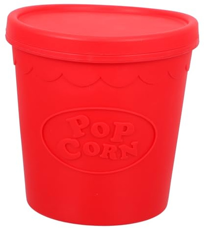 Cabilock Cubo De Palomitas De Silicona Para Snacks Contenedor De Alimentos Reutilizable Color Rojo Para Fiestas y Almacenamiento De Comida