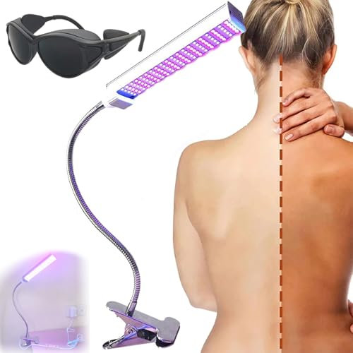 SNBGRYE Lampe De Bronzage Facial à Usage Domestique, Lampe De Bronzage UV RéGlable à 360°, Zone D'Irradiation : 60 * 30cm, avec Base à Clipser + Lunettes De Protection, pour Visage, Corps,1pcs