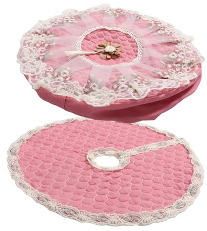 ULTECHNOVO 2pièces Housse De Ventilateur Décorative Dentelle Ensemble De Anti-poussière Résistante à Eau Pour Ventilateurs Pied Avec Base Design Floral Élégant Pour Intérieur