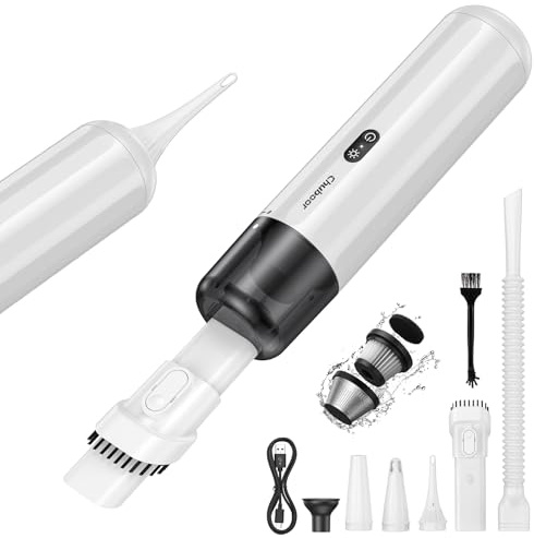 Chuboor Mini Staubsauger Handstaubsauger akku, 15000Pa Leistungsstarker Akku Handstaubsauger Hohe Leistung Mini Staubsauger 6 in 1 mit Luftgebläse/Inflator/Pumpe/LED und SOS-Licht