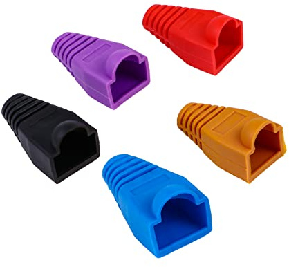 HOMSFOU Capuchons de Connexion Rj45 et Identification Facile 100 Pcs en Plastique Plusieurs Styles Protection Anti-Exposition de Caoutchouc Plusieurs Styles pour Câble Réseau 0,6-0,65mm