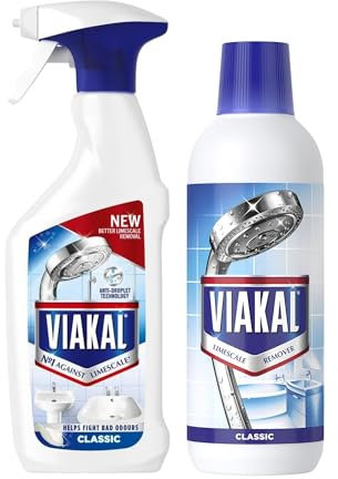 Limescale Remover Spray & Refill Set – Includes Classic 500ml Limescale Cleaner Spray + 500ml Limescale Remover Refill paired with Crevice Brush – Ideal for Toilet, Shower, Kitchen Surfaces