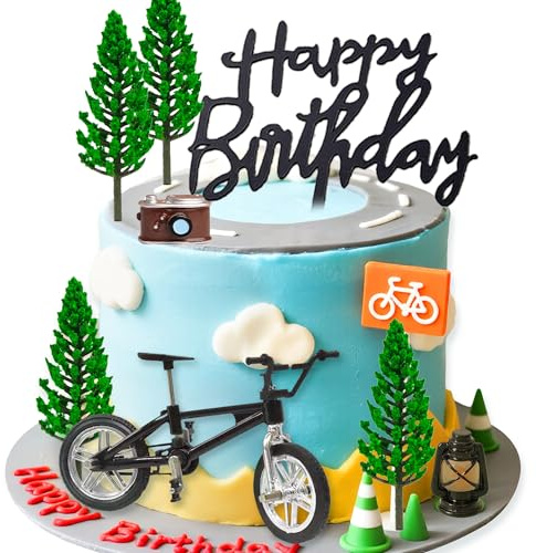 LaVenty Bicycle Cake Topper Bike Cake Decorations for Outdoor Sports Camp