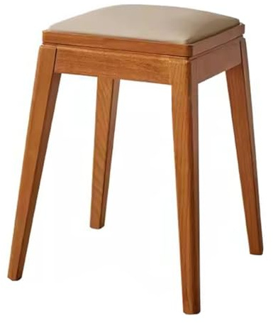 Silla de maquillaje de madera, taburete apilable para entrada, comedor y dormitorio, asiento cosmético corto para sala de estar