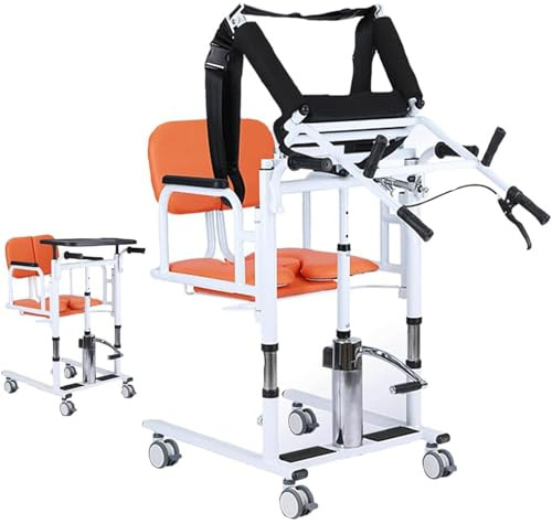 Elektrischer Patientenlift-Transferstuhl, Liftstuhl Für Ältere Menschen, Patientenlift Rollstuhl Tragbarer Für Hause, Patiententransporter, Sit Lift Patientenhilfe Mit Töpfchen (Orange, A)