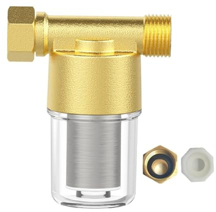 Koolenry Brass Reusable Water Filter, Sediment Filter, Inline Washer Filter for Garden Hose for Washing Machine, Shower