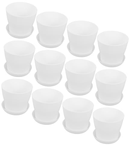 Toyvian Set de Pots de Fleurs Plastique Blancs avec Soucoupes Jardinières Aérées pour Orchidées et Plantes Pépinière Jardin Intérieur et Extérieur Léger