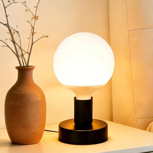Industrial Table Lamp E27, RGB Colour|Warm White, Remote Control, Dimmable | Black Retro Bedside Lamps, Vintage Small Lamp with E27 Edison Bulb, Colour Changing, Timer Function, for Bedroom Living Room