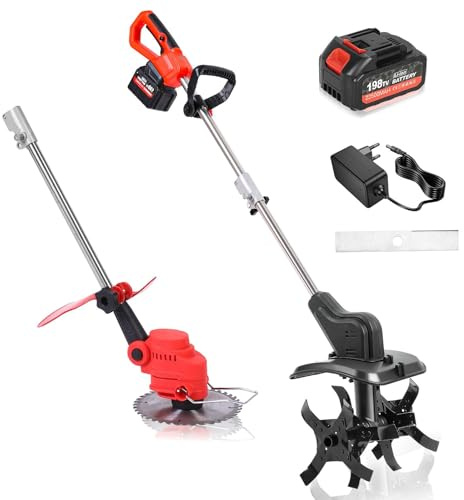 21V Electric Garden Rotavator,1300 RPM Soil Cultivator and Rotovator,30cm Tilling Width, 22cm Working Depth, LED Display for Lawn and garden 1 electric 168TV Battery