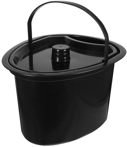 CTIRCHIU Pot de Chambre en Plastique Noir 5 L pour Personnes Âgées et Garçon et Filles avec Couvercle Étanche Urinoir Portable Léger et Compact Bassin pour Usage Domestique Hospitalier