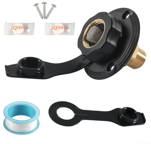Kit d'entrée d'eau 3/4 NH femelle vers 1/2 NPT mâle avec clapet anti-retour compatible avec les raccords de tuyau standard (noir)