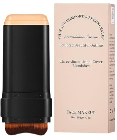 Stick Contour - Stick De Teint | De Teint Crème,| Fonds De Teints Naturel, Bâtons Pour Le Visage Avec Brosse Pour Le Nez Et Les Joues, Crème Anti-cernes Légère Et Transparente, Maquillag