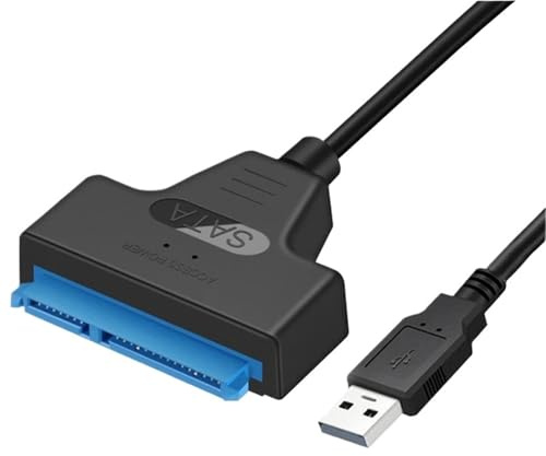 ZHROKNM Adaptador SATA a USB 3.0/2.0/Tipo C, cable SATA de hasta 6 Gbps, compatible con discos duros externos HDD/SSD de 2,5 pulgadas, SATA de 22 pines.(USB 2.0 22cm)