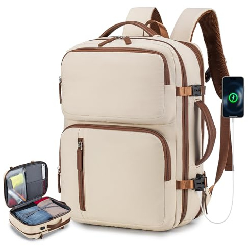 BAGZY Handgepäck Rucksack 40x30x15cm (erweiterbar auf 40x30x20cm) für British Airways, Air France, Ryanair, Wizz Air 15,6 Laptop Rucksack mit USB, Wasserabweisend, Carry-on Luggage für Arbeit,Reisen