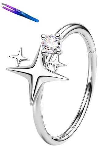 OUFER Body Piercing 20G Anneau en Titane pour Nez Hypoallergénique Anneau Segmenté à Hinge Perçage Nasal 316L Acier Inoxydable Chirurgical Bijoux de Perçage de Nez et de Lèvre pour Femmes et Hommes
