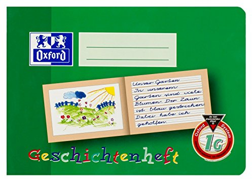 Oxford Geschichtenheft A5 quer, Lineatur 1G (1. Klasse), grün, 10 Stück