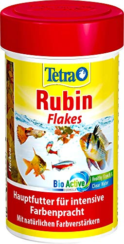 Tetra Rubin Flakes - Fischfutter in Flockenform mit natürlichen Farbverstärkern, unterstützt eine intensive Farbenpracht der Fische, 100 ml Dose
