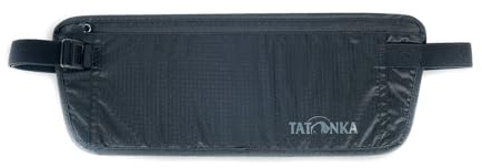 Tatonka Bauchtasche Skin Document Belt L - Flache Hüfttasche mit großem Reißverschluss-Fach - Zum versteckten Tragen unter der Kleidung (Black)