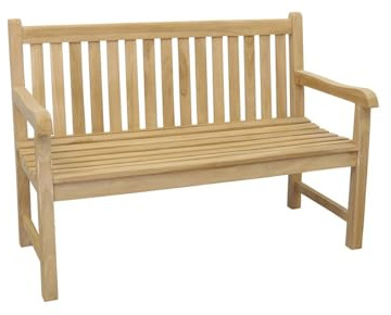 Antike Fundgrube Gartenbank Sitzbank Gartenmöbel 2-Sitzer aus massiven Teak Holz 130 cm -2671-