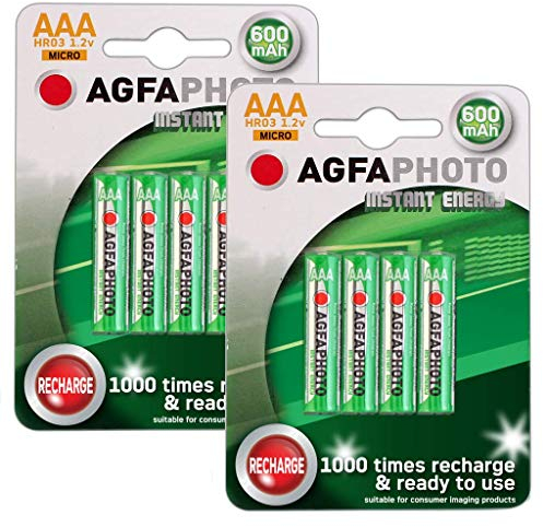 8 x AGFA AAA NiMh Cordless Telephone Rechargeable Batteries - BT, Panasonic, Philips, Siemens