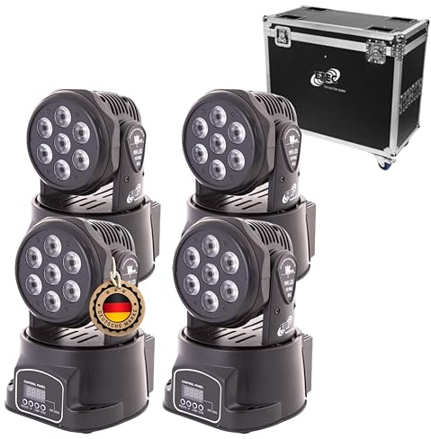 ETEC Professional LED Moving Head Washer 7x10W RGBW DMX 4in1 Set mit Flightcase Party DJ Konzert Messe Effekt Veranstaltung Bühnenbeleuchtung Disco Show Farbmischung