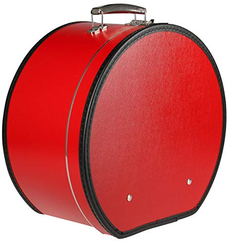 Lierys étui à chapeau rond rouge - 40 cm x 21 cm - boîte à chapeau avec imitation cuir - avec serrure - valise pour les chapeaux - également comme décoration pour l'appartement
