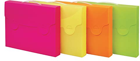 Favorit 400102066 Valigetta Porta Documenti Neon con 2 Asole Porta Riga, Formato Esterno 38X29 cm Dorso 5 cm, 4 Colori Fluo Arancio, Fucsia, Verde e Giallo, Prodotto Singolo in un colore casuale