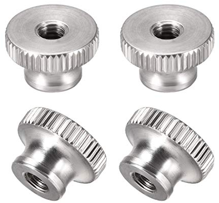sourcing map 4Stk. Gerändelte Daumennüsse M5 Runde Knöpfe mit Kragen 304 Edelstahl