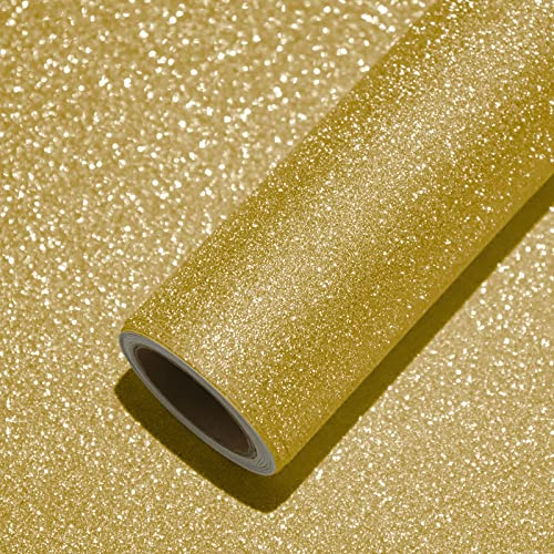 VEELIKE Papel Pintado Autoadhesivo Dorado Brillante Papel Pared Oro Papel Paredes Decoración Vinilo Papel Adhesivo Para Muebles Papel Tapiz De Pared Lavable Cocina Dormitorio Infantil 40cm × 300cm