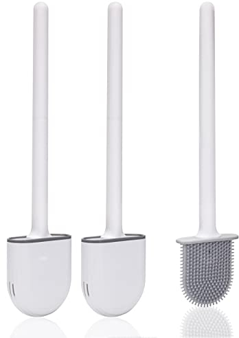 ACCEVO Scopino WC Accessori Bagno da 2,Scopino Wc Silicone in Silicone e Contenitore,Spazzolone Bagno WC con set di Supporto ad Asciugatura Rapida,Scopettino Bagno Pulizia Rapida Scopino Bagno.