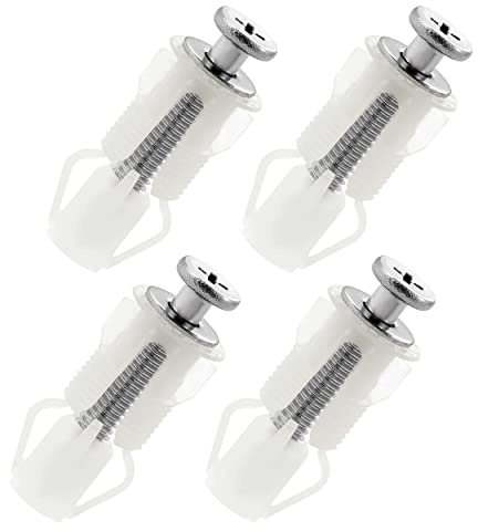 4-Piece Toilet Lid Top Seat Hinges & Fixings Kit - Stainless Steel, Includes Screws, Nuts & Bolts for WC Seat Replacement