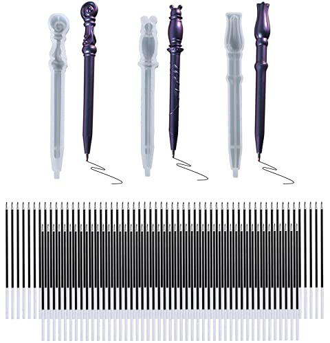 Woohome Lot de 108 Moules en Résine en Forme de stylo Comprenant 3 Stylos Magiques et 100 Noirs